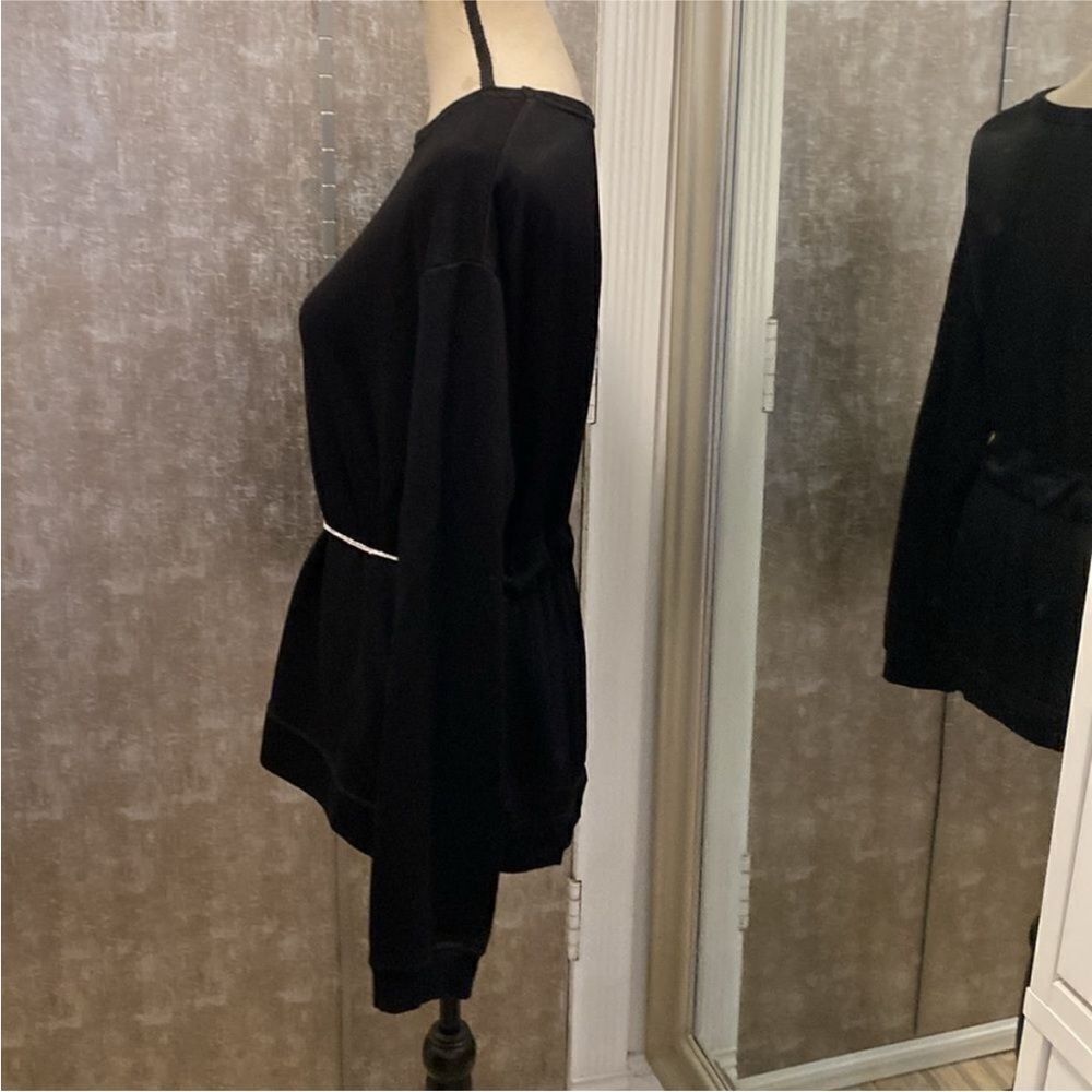 Sandro Elegant Black Women's Top with crystal Tie, L - Picture 5 of 11
